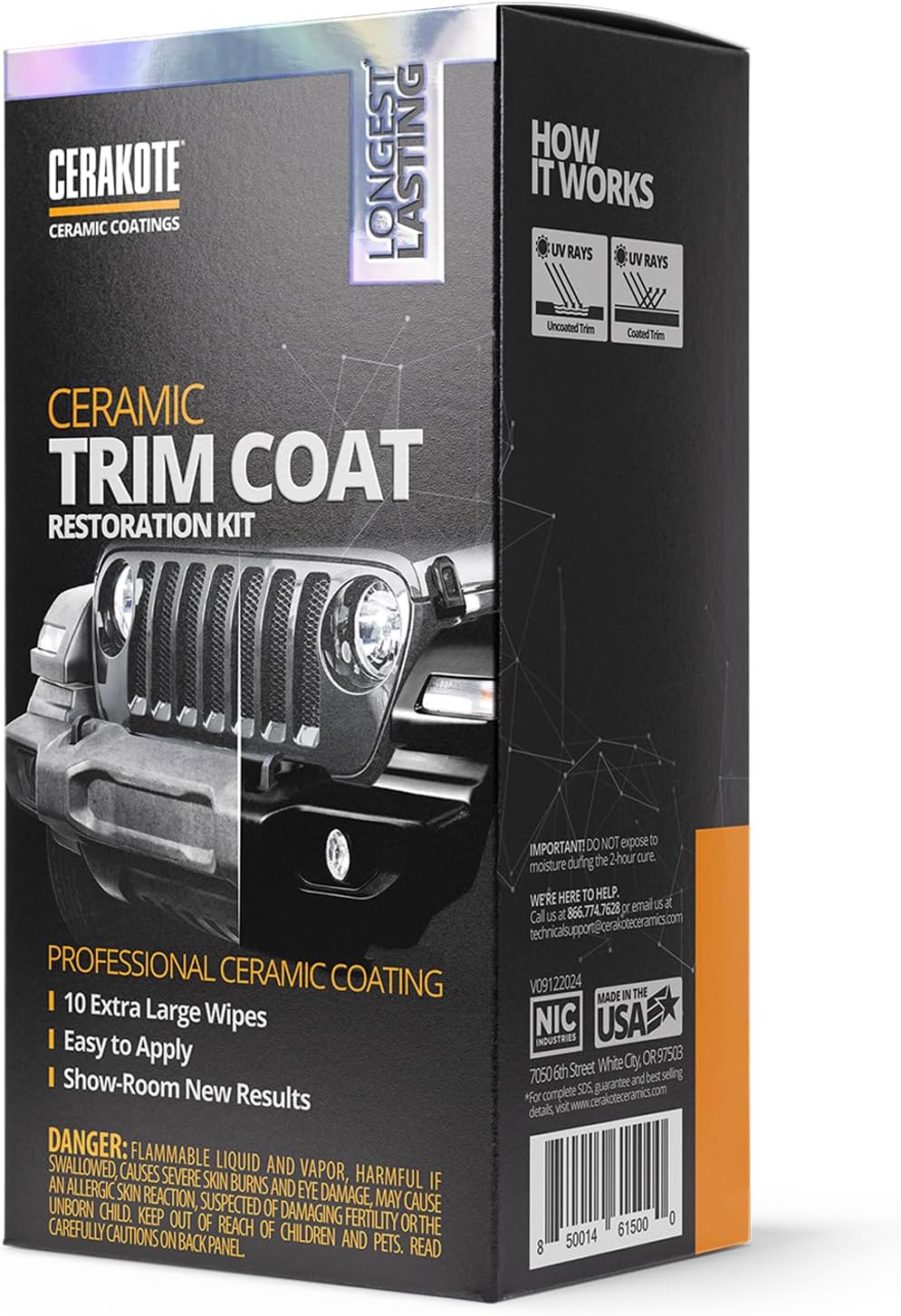 CERAKOTE® Ceramic Trim Coat Kit - Quick Plastic Trim Restorer - Ceramic Coating Guaranteed Restoration to Last Over 200 Washes – A Ceramic Coating, Not a Dressing | Restores faded black plastic trim, ceramic coating rated for 200+ washes, not a dressing,