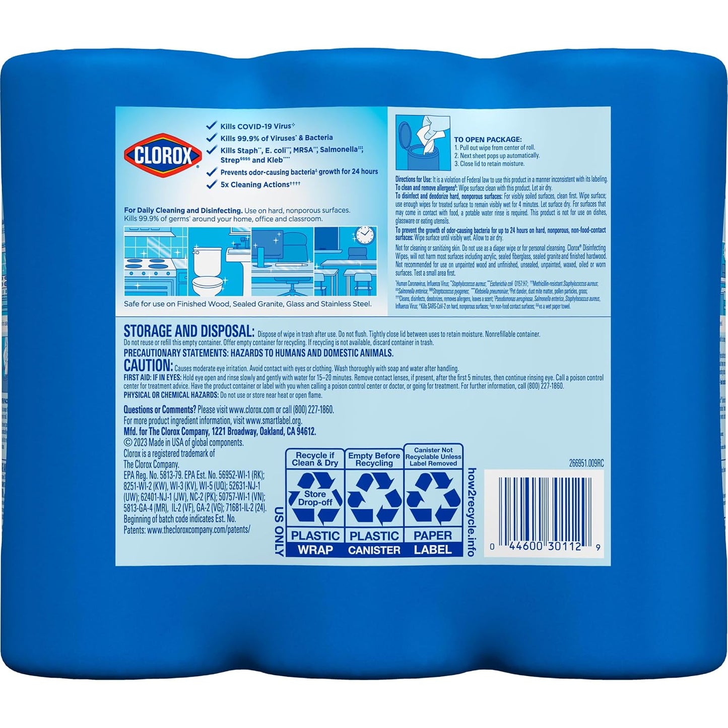 Clorox 30112 Disinfecting Wipe, Fresh/Lemon Fresh Scent (525 Count)