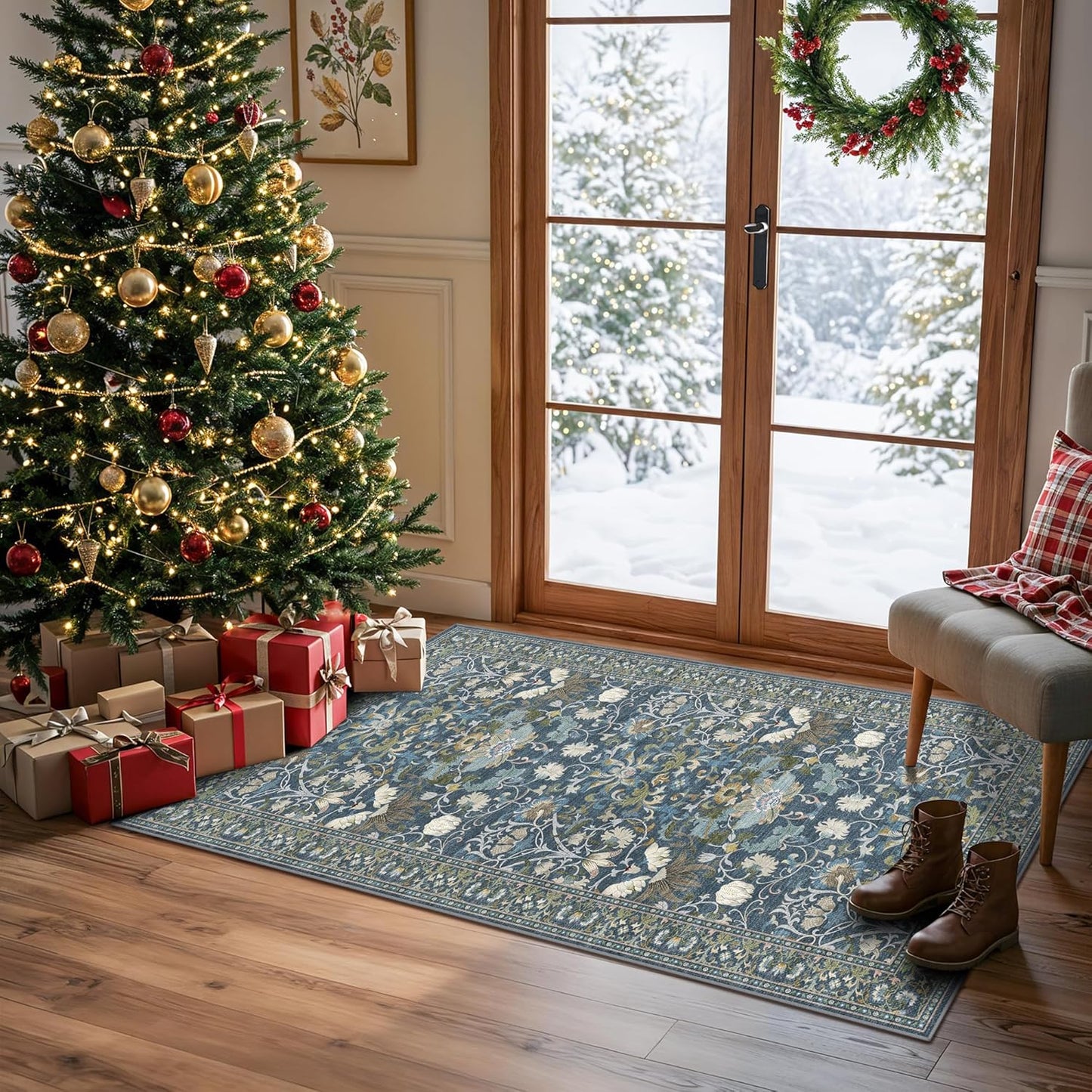 2x6 Hallway Washable Runner Rug : Vintage Soft Kitchen Laundry Runner with Non Slip Backing Farmhouse Entryway Living Room Floor Mat Stain Resistant Carpet for Bedroom Bathroom Distressed Beside Rug