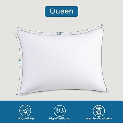 Sasttie Firm Pillows Queen Size Set of 2, Bed Pillows for Side, Back, and Stomach Sleepers - Oeko-Tex Certified Down Alternative Plump Filling - Hotel Quality and Machine Washable, 2 Pack