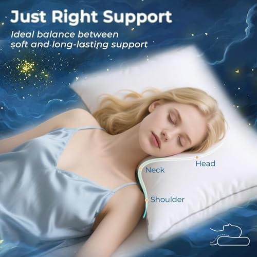 Sasttie Firm Pillows Queen Size Set of 2, Bed Pillows for Side, Back, and Stomach Sleepers - Oeko-Tex Certified Down Alternative Plump Filling - Hotel Quality and Machine Washable, 2 Pack