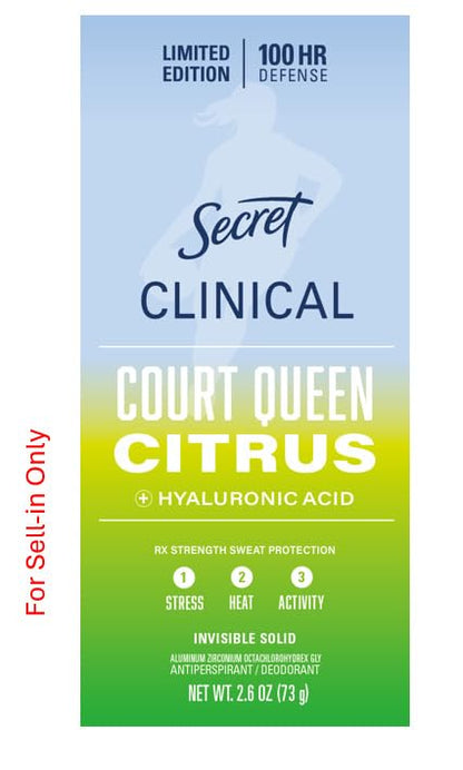 Secret Clinical Strength Invisible Solid Antiperspirant Deodorant for Women, 100HR Sweat & Odor Protection, 3X Stress Protection with Hyaluronic Acid, PH Balanced, Completely Clean Scent, 2.6 oz