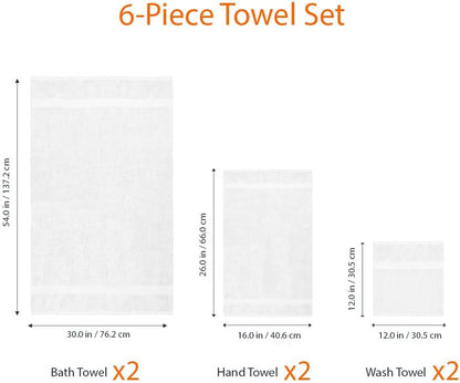 Amazon Basics 6-Piece Oversized Fade-Resistant Towel Set, 100% Cotton, Highly Absorbent, Soft, Teal, 2 Bath Towels, 2 Hand Towels, 2 Washcloths