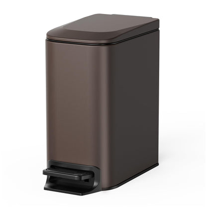 Cesun Small Bathroom Trash Can with Lid, 1.6 Gal, Soft Close, Sage Green | Step pedal soft close, Slim 5.9in fits narrow spaces, Stainless steel, Anti-fingerprint, Removable inner bucket, Odor seal