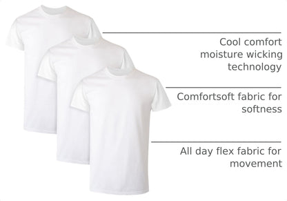 Hanes Men's Undershirt Packs, Stay-Tucked Soft Cotton Undershirts, Best Undershirts for Men, White/Black/Asstd Multipacks