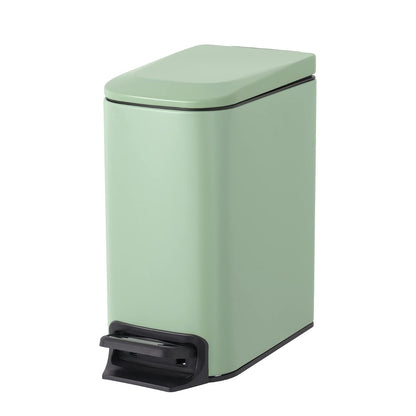 Cesun Small Bathroom Trash Can with Lid, 1.6 Gal, Soft Close, Sage Green | Step pedal soft close, Slim 5.9in fits narrow spaces, Stainless steel, Anti-fingerprint, Removable inner bucket, Odor seal