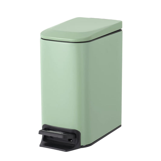 Cesun Small Bathroom Trash Can with Lid, 1.6 Gal, Soft Close, Sage Green | Step pedal soft close, Slim 5.9in fits narrow spaces, Stainless steel, Anti-fingerprint, Removable inner bucket, Odor seal