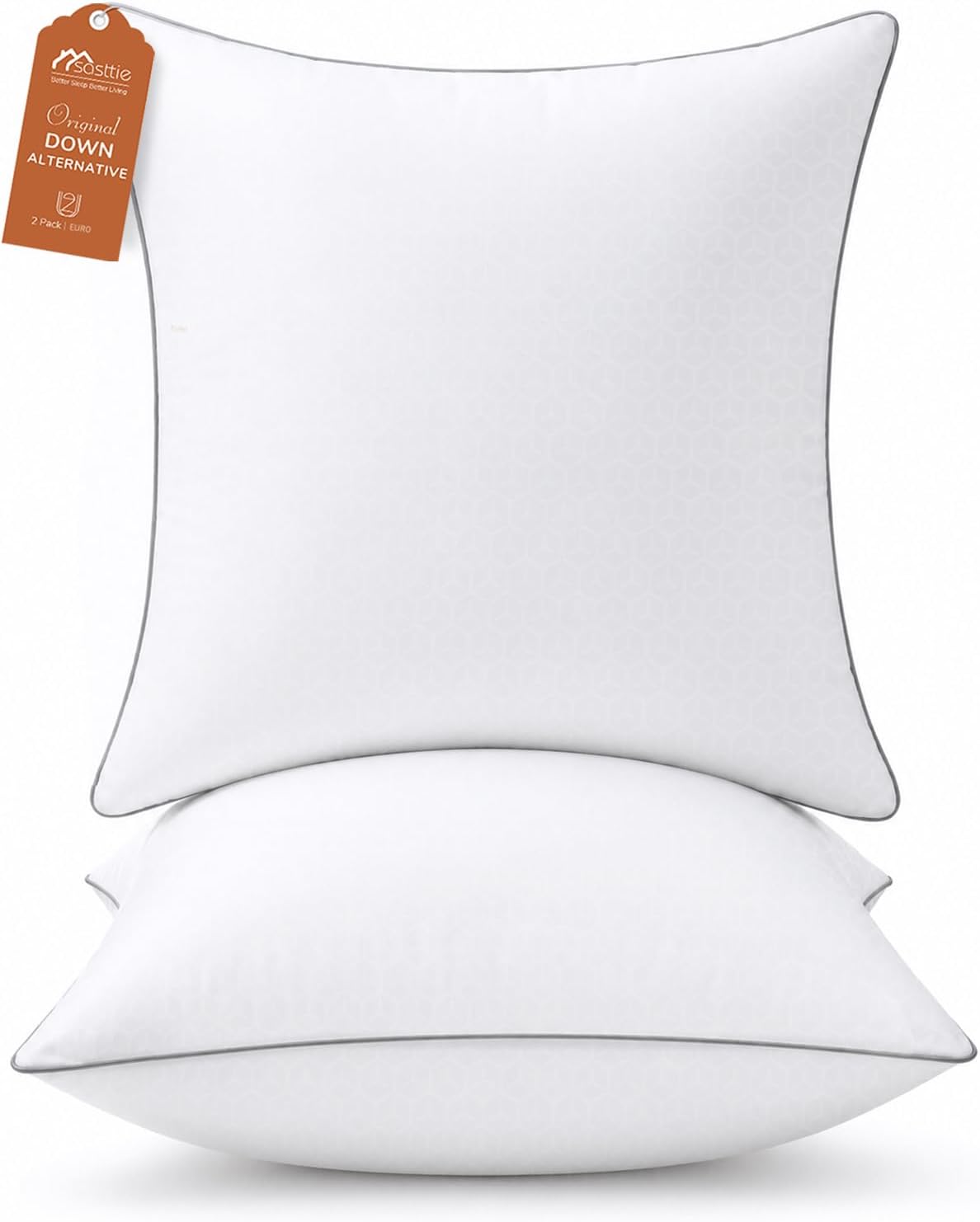 Sasttie Firm Pillows Queen Size Set of 2, Bed Pillows for Side, Back, and Stomach Sleepers - Oeko-Tex Certified Down Alternative Plump Filling - Hotel Quality and Machine Washable, 2 Pack