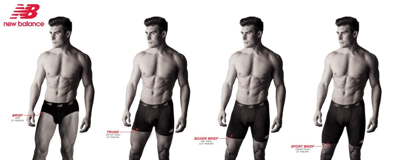 New Balance Men's Performance Boxer Briefs with Fly, Breathable Stretch Underwear, Moisture Wicking, Soft Waistband (3 Pack)