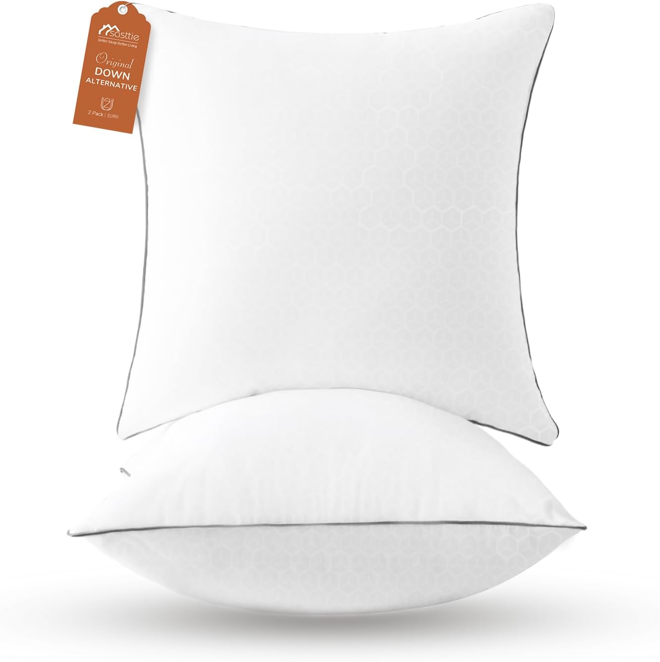 Sasttie Firm Pillows Queen Size Set of 2, Bed Pillows for Side, Back, and Stomach Sleepers - Oeko-Tex Certified Down Alternative Plump Filling - Hotel Quality and Machine Washable, 2 Pack