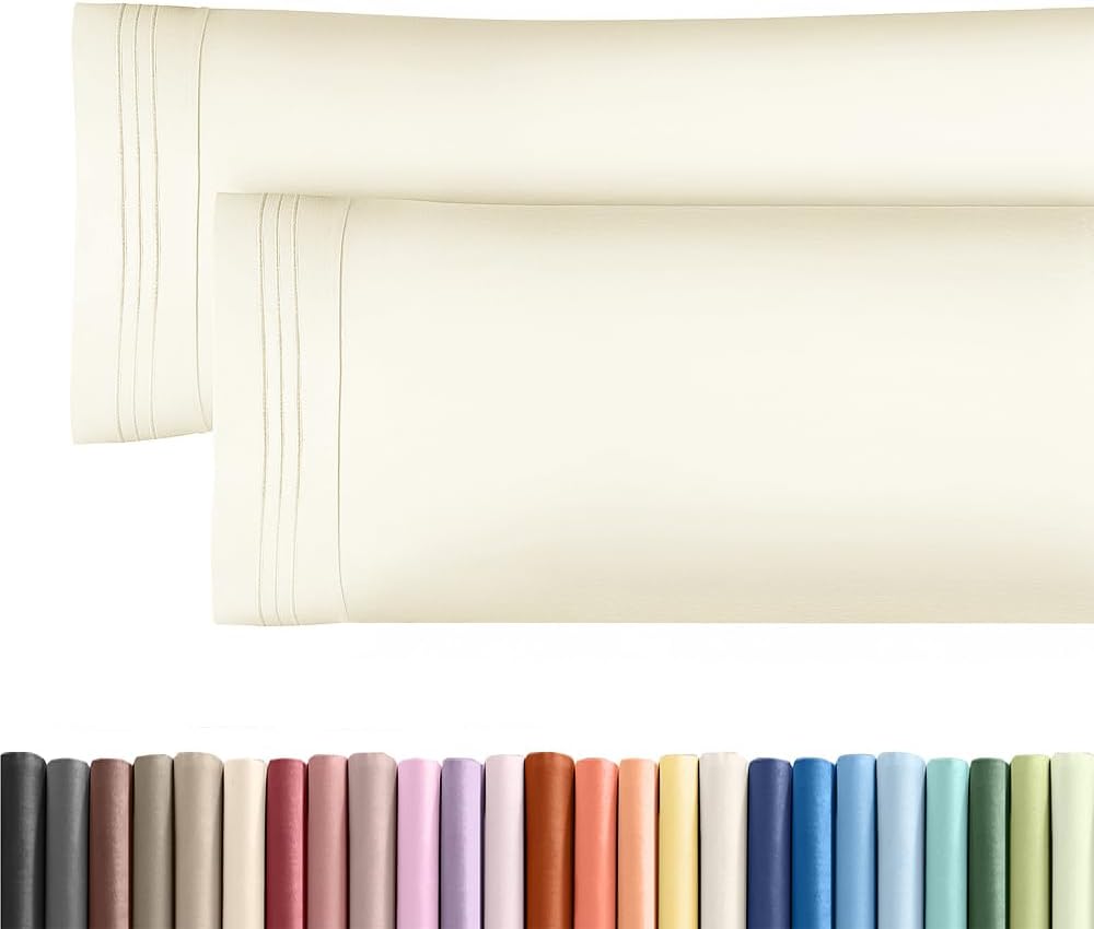 King Pillow Cases Set of 2 - Ultra Soft Cozy Pillowcase Covers - White | Hotel Quality, Comfortable Bedding for Women, Men, Kids & Teens, Machine Washable Pillow Protectors, 2 Piece Set, King Size