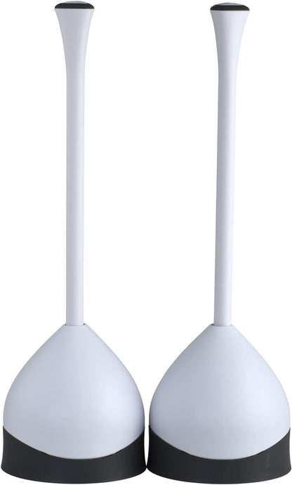 Clorox Toilet Plunger with Hideaway Holder Caddy Heavy-Duty Compact Design with Non-Skid Rubber Base for Bathroom Convenient Storage Toilet Unclogger, 6.5x19.5-Inch, White