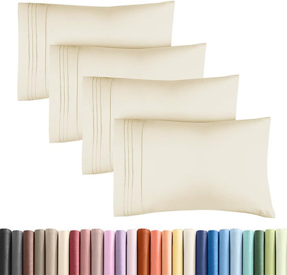 King Pillow Cases Set of 2 - Ultra Soft Cozy Pillowcase Covers - White | Hotel Quality, Comfortable Bedding for Women, Men, Kids & Teens, Machine Washable Pillow Protectors, 2 Piece Set, King Size