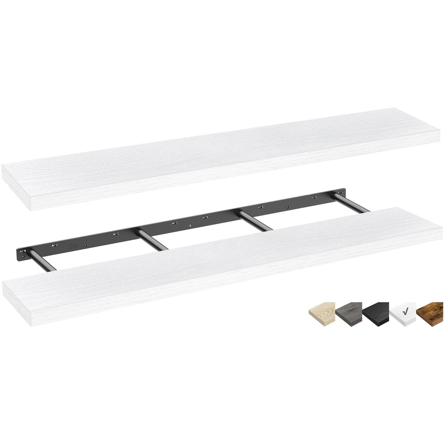 QEEIG Bathroom Floating Shelves for Wall - 15.7" Wall Mounted Shelf Over Toilet Farmhouse Home Decor Display Bookshelf Small 15.7 x 6.7 inch Set of 2, Rustic Brown (008-40BN)
