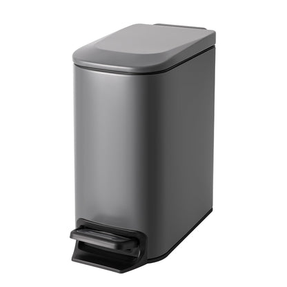 Cesun Small Bathroom Trash Can with Lid, 1.6 Gal, Soft Close, Sage Green | Step pedal soft close, Slim 5.9in fits narrow spaces, Stainless steel, Anti-fingerprint, Removable inner bucket, Odor seal