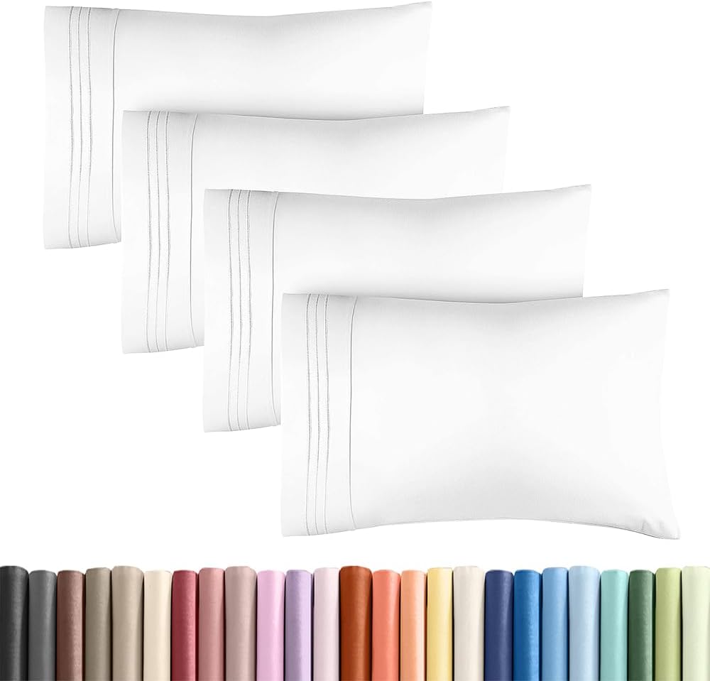King Pillow Cases Set of 2 - Ultra Soft Cozy Pillowcase Covers - White | Hotel Quality, Comfortable Bedding for Women, Men, Kids & Teens, Machine Washable Pillow Protectors, 2 Piece Set, King Size
