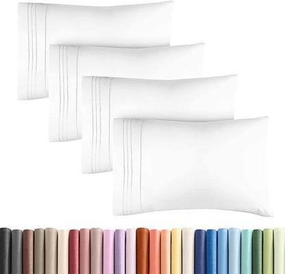 King Pillow Cases Set of 2 - Ultra Soft Cozy Pillowcase Covers - White | Hotel Quality, Comfortable Bedding for Women, Men, Kids & Teens, Machine Washable Pillow Protectors, 2 Piece Set, King Size