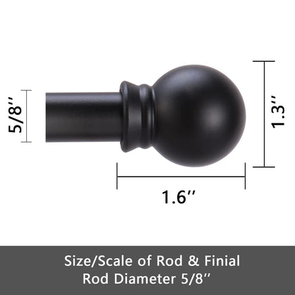 GXOACKJ Curtain Rods for windows 32-48 inch, 5/8 inch Decorative Curtain Rod Set, Matte Black Splicing Heavy Duty Metal Curtain Rod with Brackets