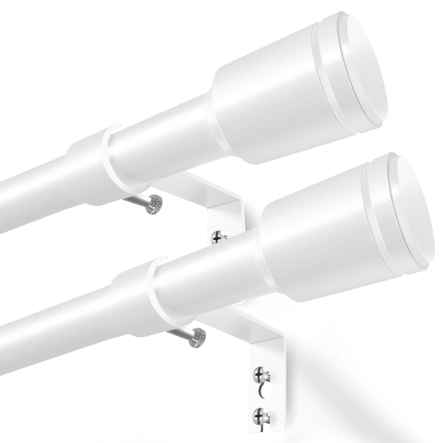 Curtain Rods 30-60 Inch, Adjustable Black Curtain Rods for Windows 2 Pack | 5/8" Diameter for 30-54 Inch Windows, Spliced Window Treatment Rod with Brackets, Long Small Rod for Bedroom, Living Room