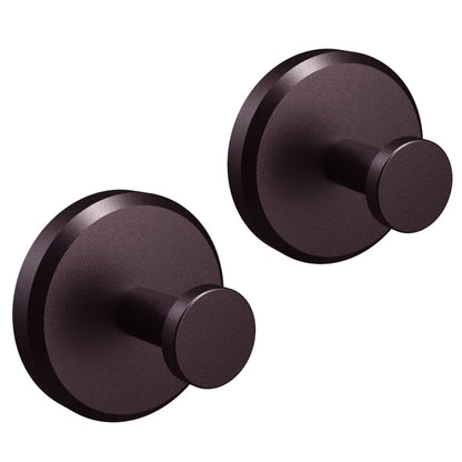HOME SO Suction Cup Hooks for Shower & Bathroom Towel Holder 2-Pack Black | Waterproof Rustproof Organizer Hook Hanging Loofah Robe Coat Bath Accessories on Tile Glass Door Mirror + Optional 3M Disc