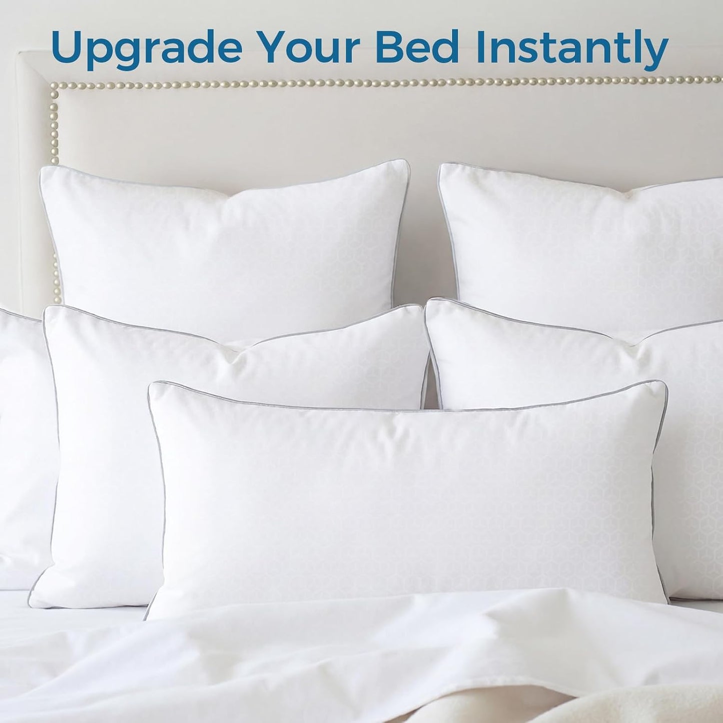 Sasttie Firm Pillows Queen Size Set of 2, Bed Pillows for Side, Back, and Stomach Sleepers - Oeko-Tex Certified Down Alternative Plump Filling - Hotel Quality and Machine Washable, 2 Pack