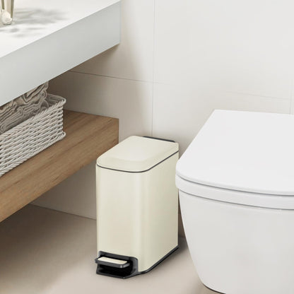 Cesun Small Bathroom Trash Can with Lid, 1.6 Gal, Soft Close, Sage Green | Step pedal soft close, Slim 5.9in fits narrow spaces, Stainless steel, Anti-fingerprint, Removable inner bucket, Odor seal