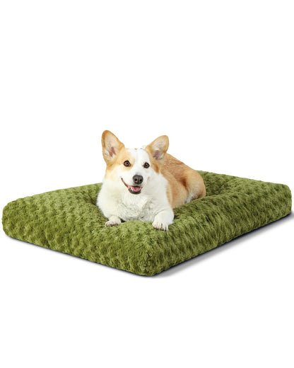 KSIIA Washable Dog Bed Medium Size Dog Crate Bed Plush Pet Mat 35"x23" Gray | Deluxe Plush Comfy Kennel Pad, Anti-Slip Bottom,Deep Sleeping Mat for Medium Dogs,Machine Washable for Easy Cleaning