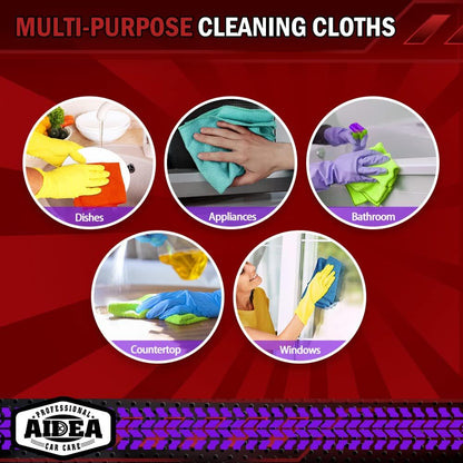 AIDEA Microfiber Cleaning Cloth-50PK, Microfiber Towels for Cars, 12×12" | Premium Wash Cloths, Dusting Cloth Cleaning Rags, Absorbent Towels for SUVs, House, Kitchen, Window, Cleaning Supplies