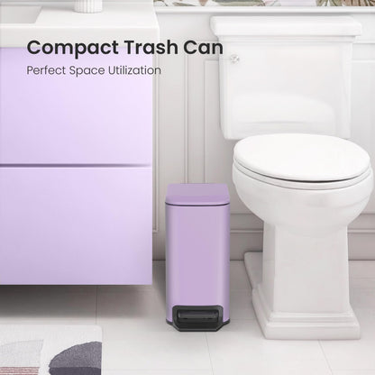 Cesun Small Bathroom Trash Can with Lid, 1.6 Gal, Soft Close, Sage Green | Step pedal soft close, Slim 5.9in fits narrow spaces, Stainless steel, Anti-fingerprint, Removable inner bucket, Odor seal