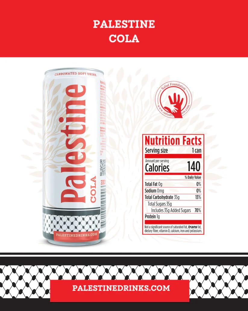 Palestine Cola 330ml Carbonated Soft Drink Refreshing Soda, Pack of 24