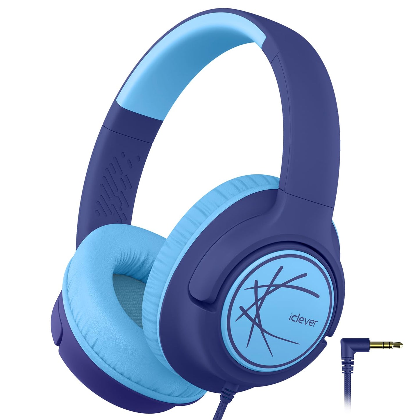 iClever C371 Kids Headphones with Cord for School Boys Girls Travel Gift | SafeSound Tech3.0, Stereo Sound, 3.5mm Jack, Foldable, Durable Headband, Safe Wired Headphones for Kids, Powder Blue