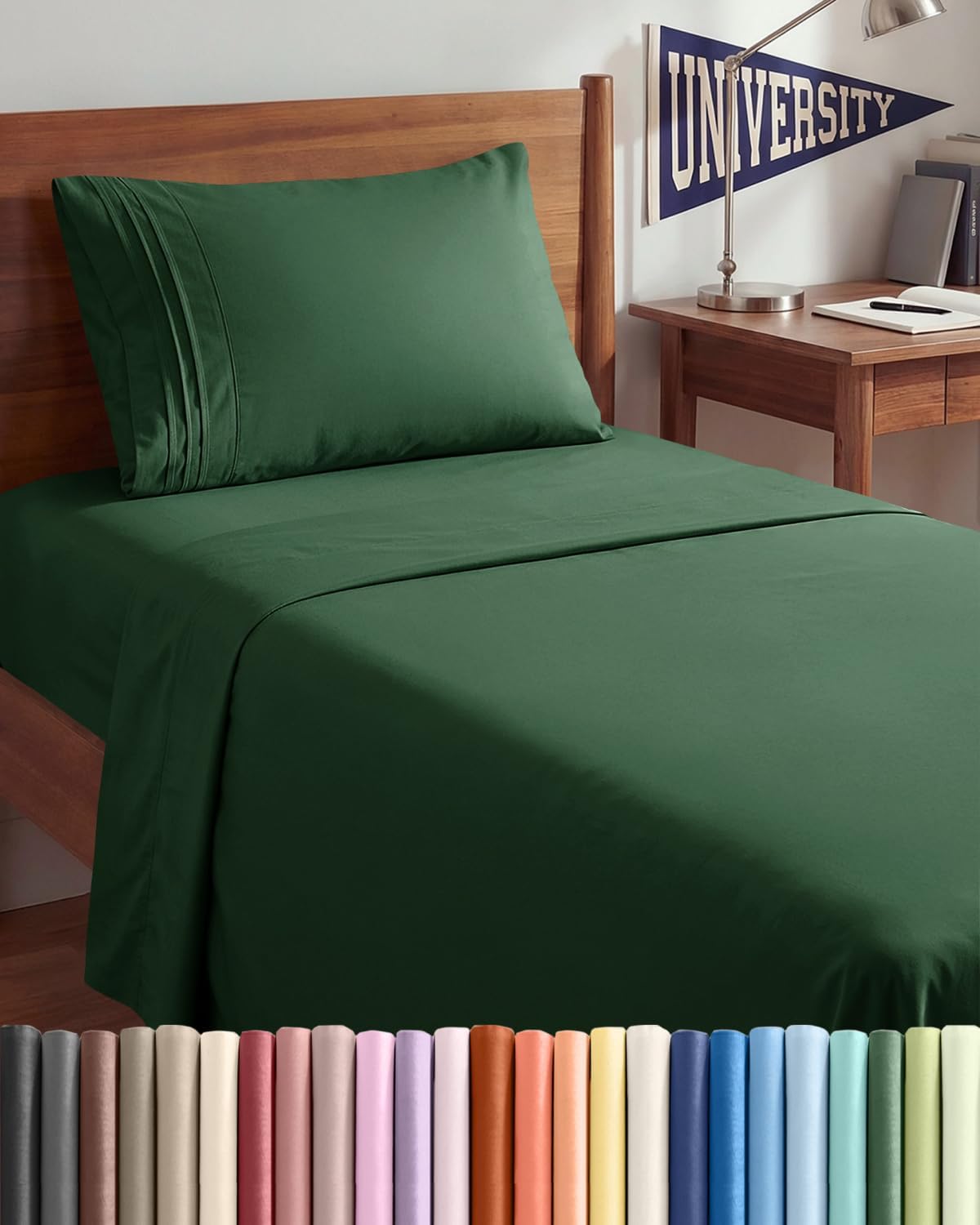 Twin XL 3 Piece Sheet Set - College Dorm Room Essentials - White | Deep Pocket Bed Sheets for Women, Men, Teens & Students, Soft, Cooling, Breathable & Wrinkle Free, Oeko-Tex Bed Sheet Set