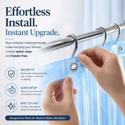 EHZNZIE White Shower Curtain Liner 72x72, PEVA Waterproof Bath Curtain, No Chemical Smell, 3 Weighted Magnets, Durable with Rustproof Metal Grommets