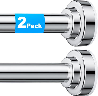 TEECK Shower Curtain Rod, 32-80 inch Adjustable Spring Tension Curtain Rod, Never Rust Anti-Slip Shower Curtain Rod for Bathroom, No Drilling, Never Collapse, Easy to Use, Silver
