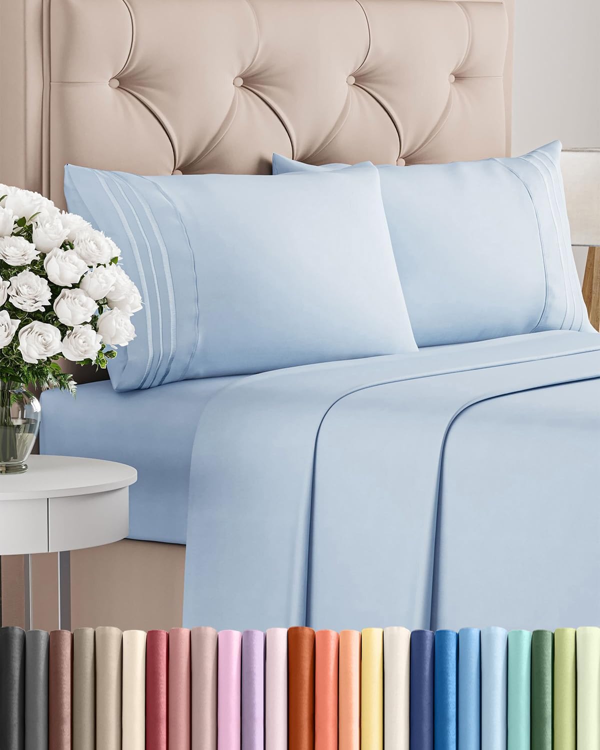 Twin XL 3 Piece Sheet Set - College Dorm Room Essentials - White | Deep Pocket Bed Sheets for Women, Men, Teens & Students, Soft, Cooling, Breathable & Wrinkle Free, Oeko-Tex Bed Sheet Set