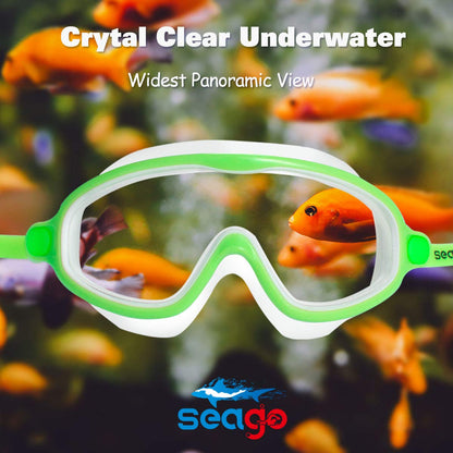Seago Swim Goggles 2 Pack Anti-Fog Anti-UV Wide View Swimming Goggles for Kids 3-14