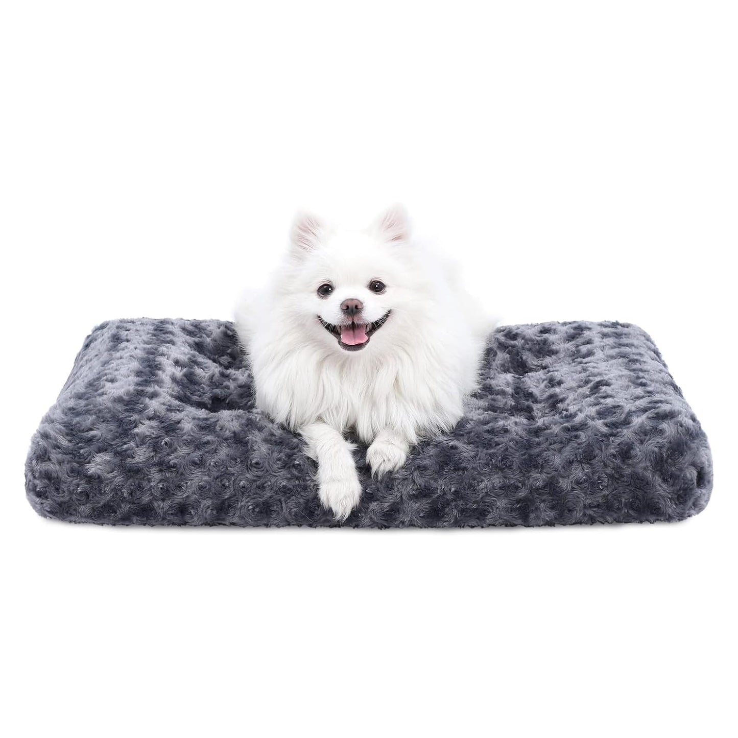 KSIIA Washable Dog Bed Medium Size Dog Crate Bed Plush Pet Mat 35"x23" Gray | Deluxe Plush Comfy Kennel Pad, Anti-Slip Bottom,Deep Sleeping Mat for Medium Dogs,Machine Washable for Easy Cleaning