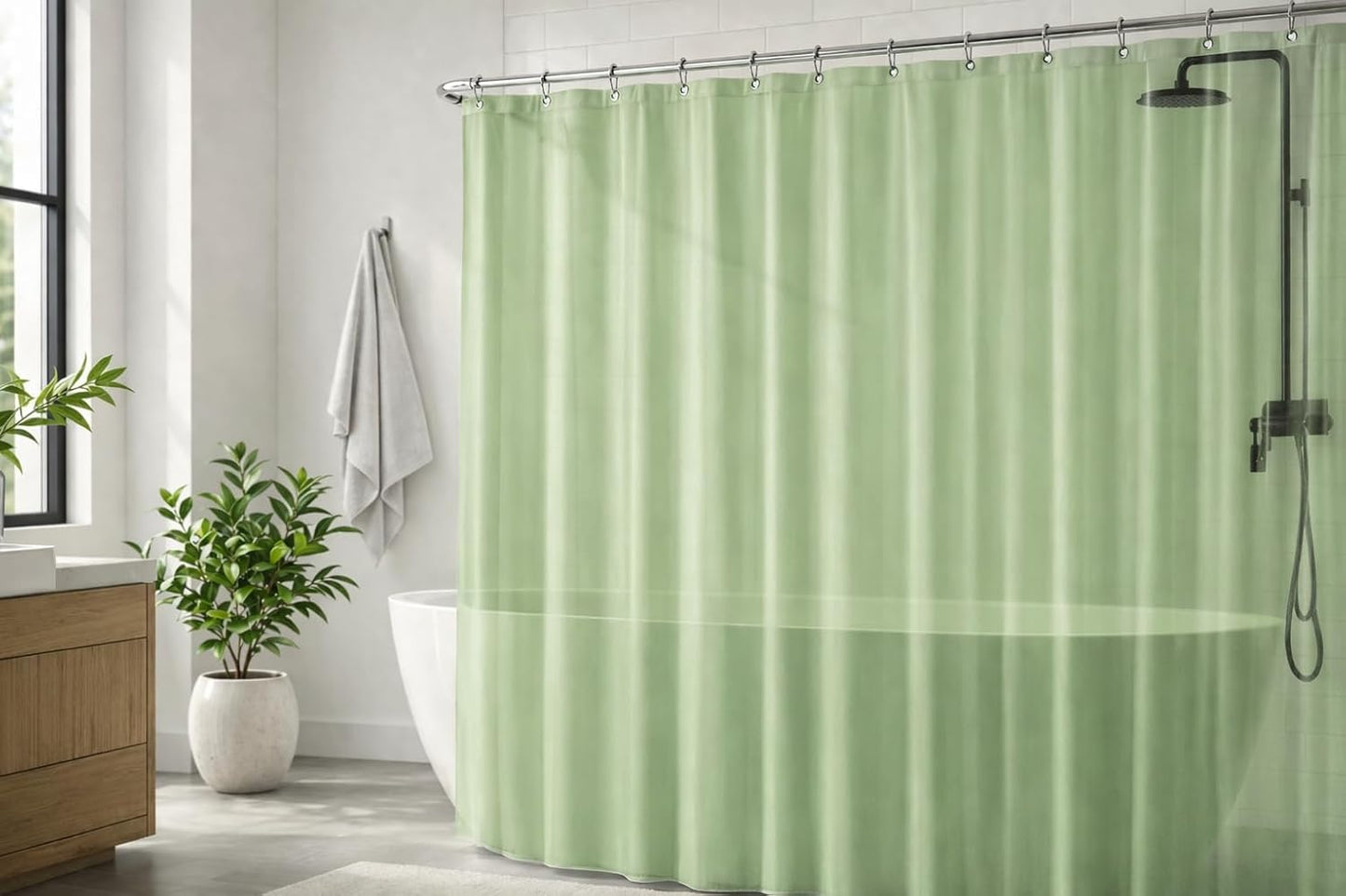 EHZNZIE White Shower Curtain Liner 72x72, PEVA Waterproof Bath Curtain, No Chemical Smell, 3 Weighted Magnets, Durable with Rustproof Metal Grommets