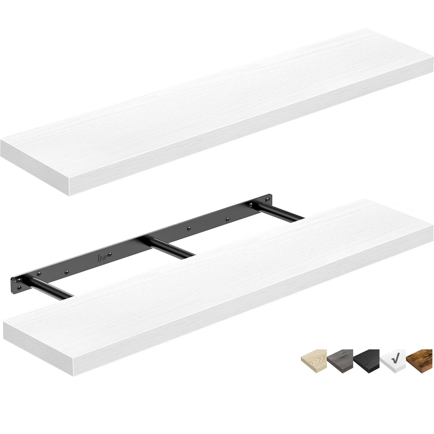 QEEIG Bathroom Floating Shelves for Wall - 15.7" Wall Mounted Shelf Over Toilet Farmhouse Home Decor Display Bookshelf Small 15.7 x 6.7 inch Set of 2, Rustic Brown (008-40BN)