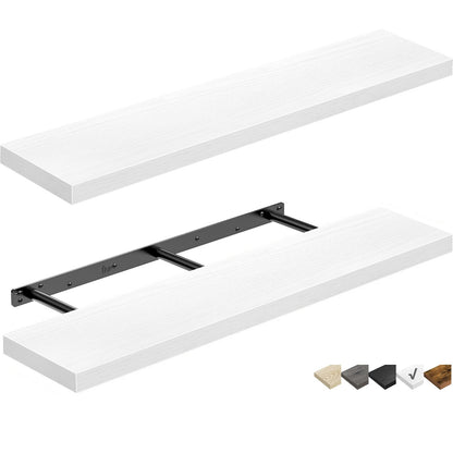 QEEIG Bathroom Floating Shelves for Wall - 15.7" Wall Mounted Shelf Over Toilet Farmhouse Home Decor Display Bookshelf Small 15.7 x 6.7 inch Set of 2, Rustic Brown (008-40BN)