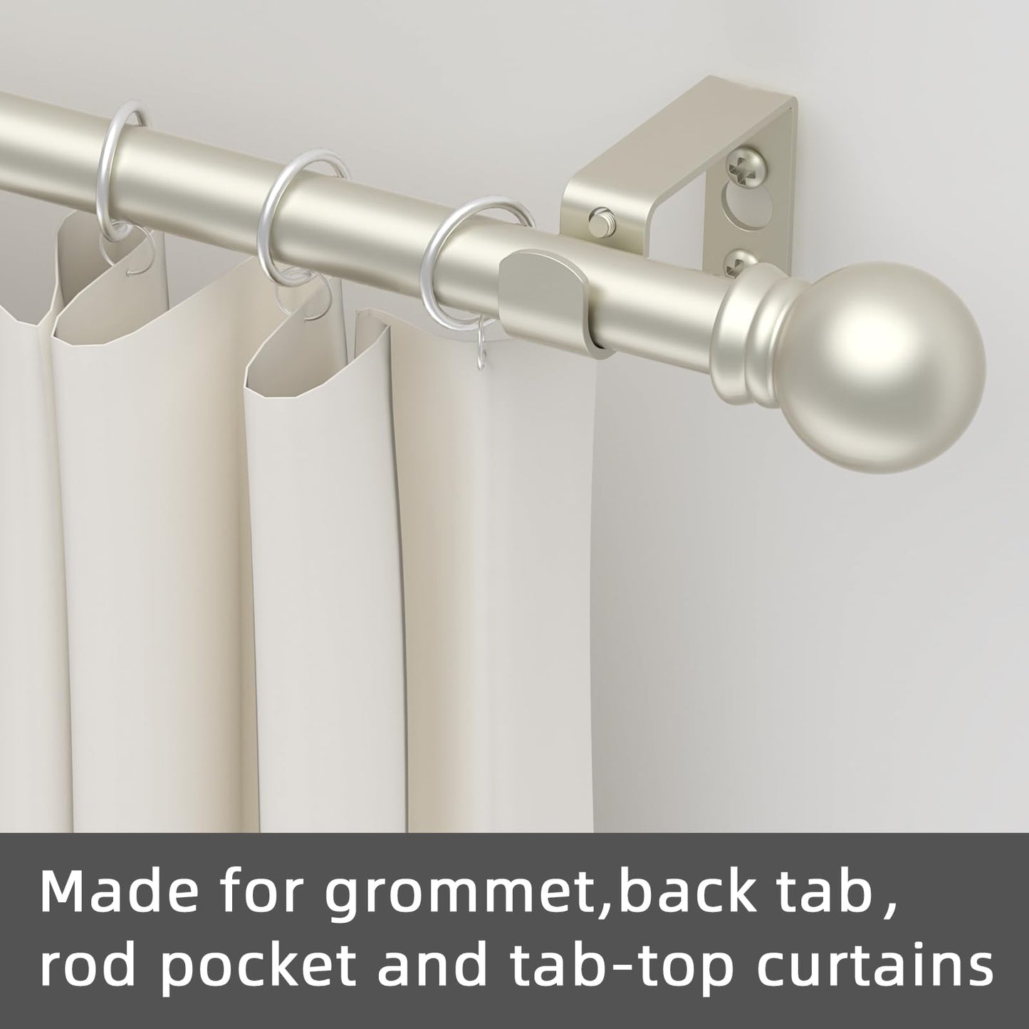 GXOACKJ Curtain Rods for windows 32-48 inch, 5/8 inch Decorative Curtain Rod Set, Matte Black Splicing Heavy Duty Metal Curtain Rod with Brackets