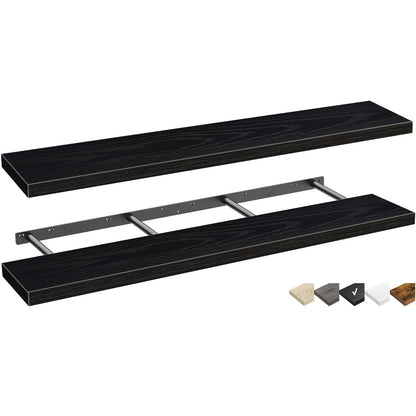 QEEIG Bathroom Floating Shelves for Wall - 15.7" Wall Mounted Shelf Over Toilet Farmhouse Home Decor Display Bookshelf Small 15.7 x 6.7 inch Set of 2, Rustic Brown (008-40BN)