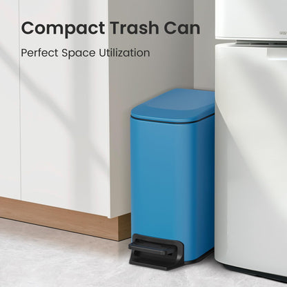 Cesun Small Bathroom Trash Can with Lid, 1.6 Gal, Soft Close, Sage Green | Step pedal soft close, Slim 5.9in fits narrow spaces, Stainless steel, Anti-fingerprint, Removable inner bucket, Odor seal