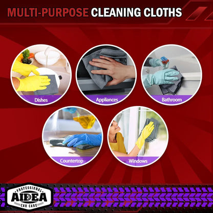 AIDEA Microfiber Cleaning Cloth-50PK, Microfiber Towels for Cars, 12×12" | Premium Wash Cloths, Dusting Cloth Cleaning Rags, Absorbent Towels for SUVs, House, Kitchen, Window, Cleaning Supplies