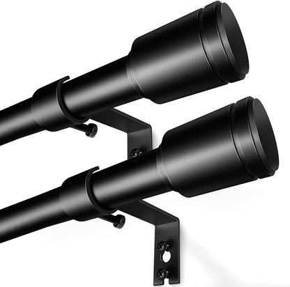 Curtain Rods 30-60 Inch, Adjustable Black Curtain Rods for Windows 2 Pack | 5/8" Diameter for 30-54 Inch Windows, Spliced Window Treatment Rod with Brackets, Long Small Rod for Bedroom, Living Room