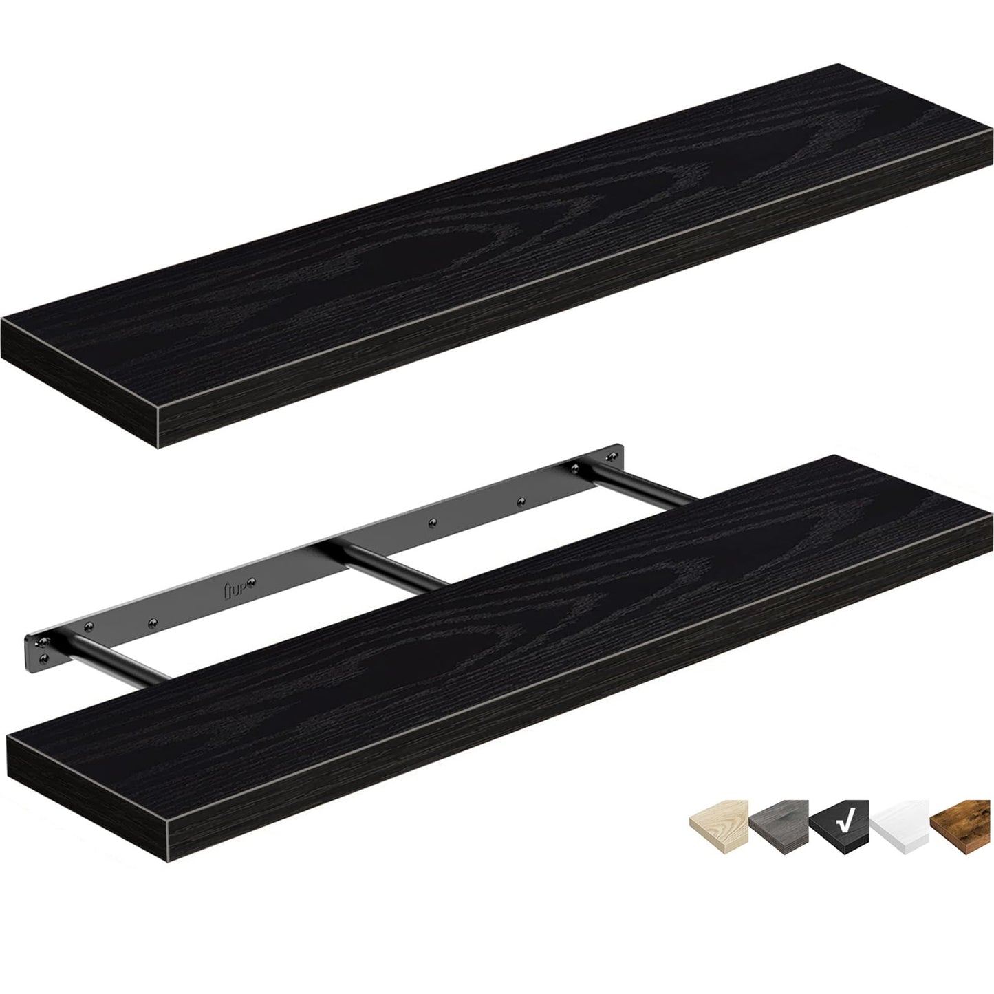 QEEIG Bathroom Floating Shelves for Wall - 15.7" Wall Mounted Shelf Over Toilet Farmhouse Home Decor Display Bookshelf Small 15.7 x 6.7 inch Set of 2, Rustic Brown (008-40BN)