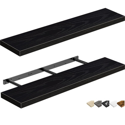 QEEIG Bathroom Floating Shelves for Wall - 15.7" Wall Mounted Shelf Over Toilet Farmhouse Home Decor Display Bookshelf Small 15.7 x 6.7 inch Set of 2, Rustic Brown (008-40BN)