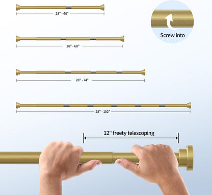 Mcrbeay Shower Curtain Rod, 1" Diameter Heavy Duty Tension Shower Rod | Adjustable 28-74 inch Non Slip No Drill Spring Tension Rod For Bathroom, Shower Stall, No Rust, Bronze