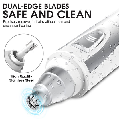 Ear and Nose Hair Trimmer Clipper - 2026 Professional Painless Eyebrow & Facial Hair Trimmer for Men Women,Battery-Operated Trimmer with IPX7 Waterproof,Dual Edge Blades for Easy Cleansing Black