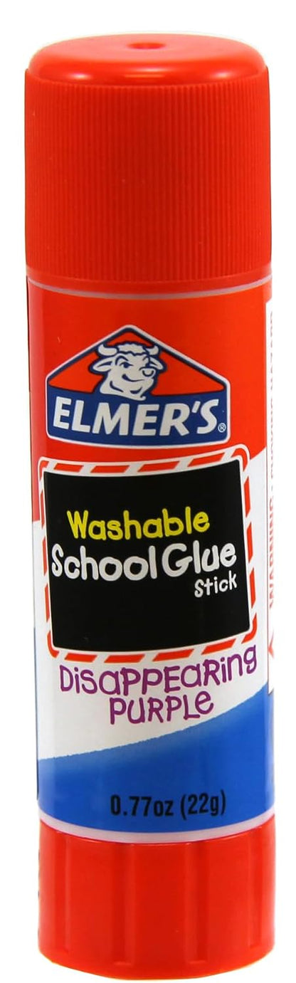 Elmer's Disappearing Purple School Glue Sticks, Washable, 22 Grams, 3 Count - Poster, Vision Board, Back to School Supplies, #1 Teacher Brand (Pack of 2)